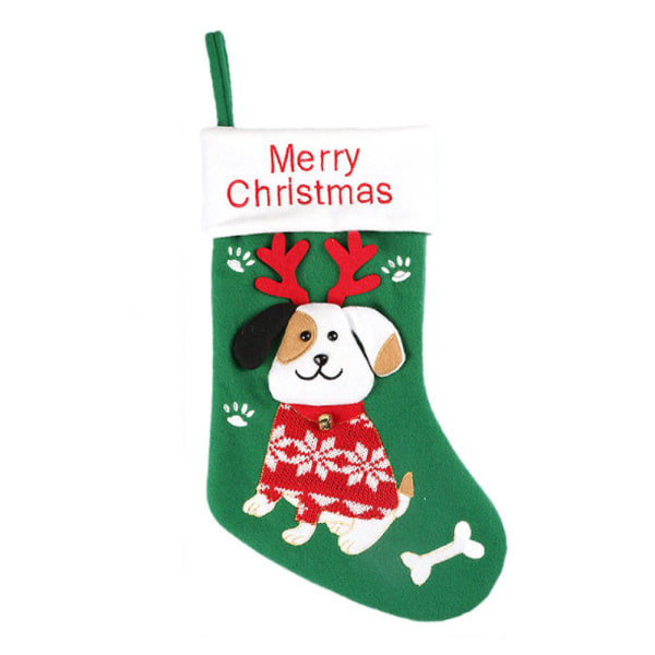 Julstrumpor - Röda ovävda söta kattstrumpor för familj, barn, julgransdekorationer (hund)