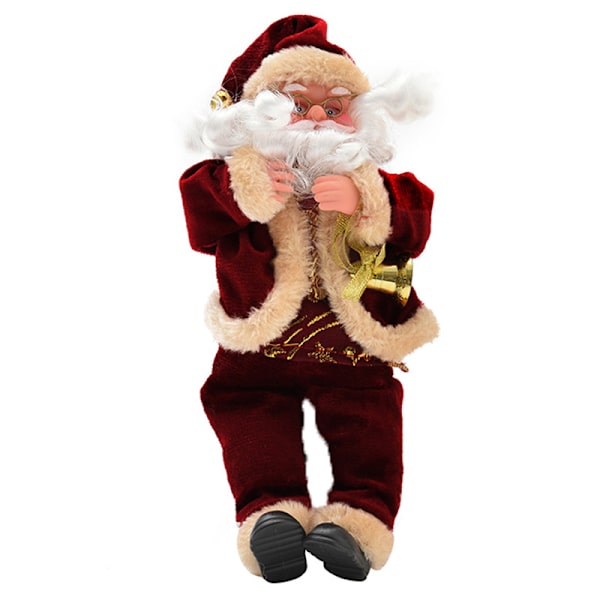 1 Styck Jul Dagliga Förnödenheter 25cm Flanell Sittande Tomtedocka Jul Hem Fönster Display (röd)