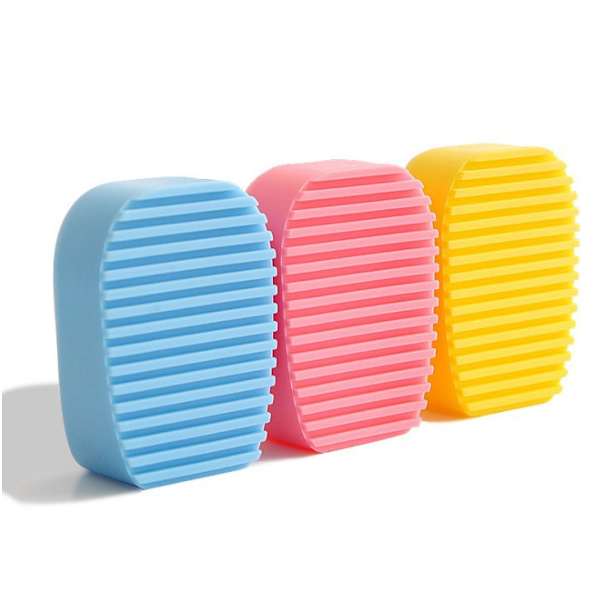 3 st Candy Color Blå och Rosa Silikon Tvättbräda Creative Mini Handhållen Tvättbräda