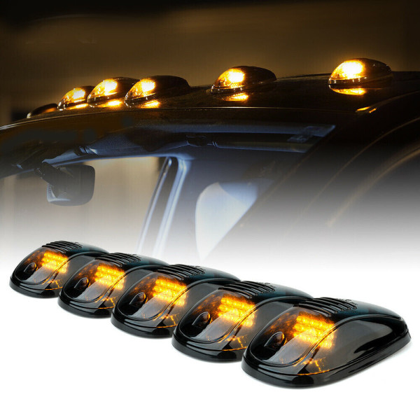 5 st bärnstensfärgad LED-hytt takmarkeringsljus för Ford Jeep Dodge Truck SUV