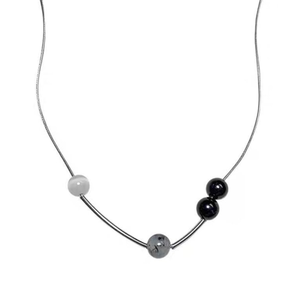 Vintage rund pärlhalsband för kvinnor Minimalistisk design pärlhalsband halsband i titan stål halsband dam nyckelbenskedja