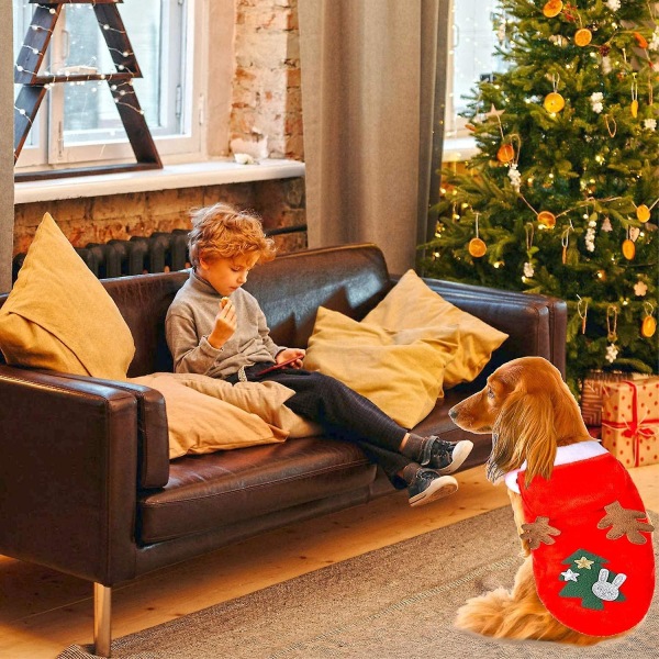Katt Hund Juldräkt polyester Älg Husdjur Juldräkt Söt Hund Julkläder Husdjur Julkläder (L)
