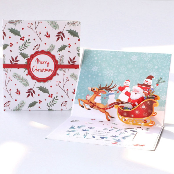 3d-julkort, pop-up-kort julhälsningskort, kuvert ingår, julklappskort, tomte