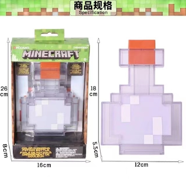 Minecraft Potion Bottle farveskiftende LED-bordlampe, 7 tommer natlampe