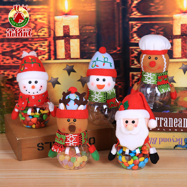 5 st Transparent plast julgodisaskar Presentask för gammal snögubbe Älg Juldekoration för barn Små presenter