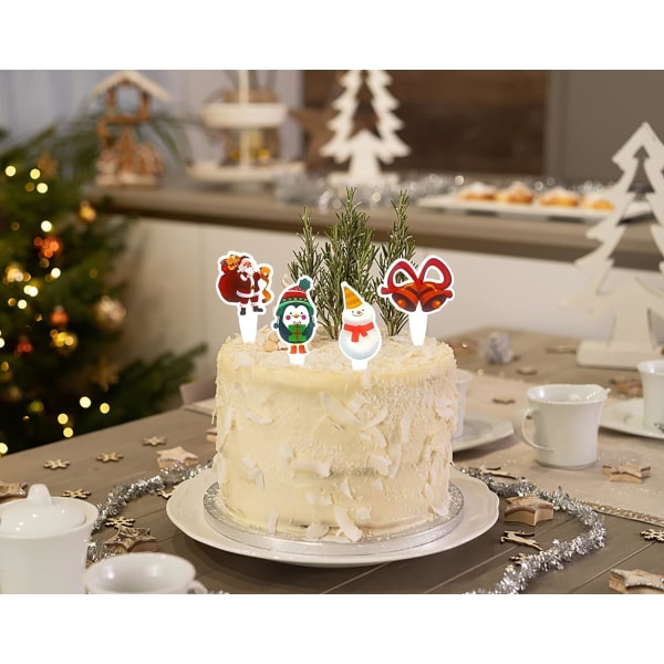48 stycken Julmuffinsformar, Snögubbe Jultomte Muffinstoppers, Julgranar Pingvin Älg God Jul Ord Muffinsformar, Jul