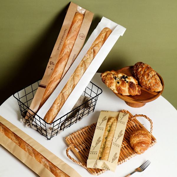 100 stk. klare kraftpapir brødposer med klart vindue til at holde brød frisk længe, størrelse 10 x 5 x 61 cm fra MT Products