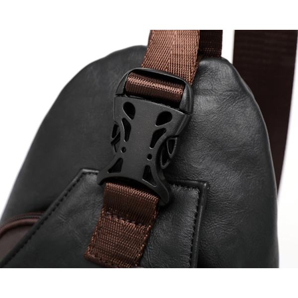 1 stk. PU Læder Herre Brysttaske Mode Trend Skuldertaske Crossbody Taske Hængetaske Cykelrygsæk (Sort+Brun)