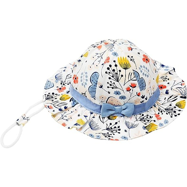 Solhatt for babyjenter med UPF 50+ beskyttelse, justerbar utendørs strandhatt for babyjenter, gutter, småbarn og barn