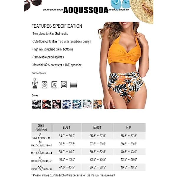 Dametankini Badetøj i To Dele med Høj Talje og Halter, Vintage Bikini Sæt, Dame Badetøj, M