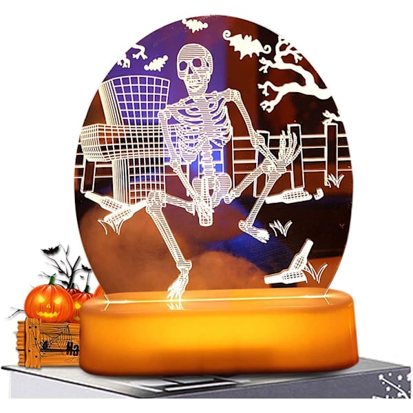 Halloween Bordslampa - Skeleton 3d Led Lights Skrivbordsbordslampa,ta A