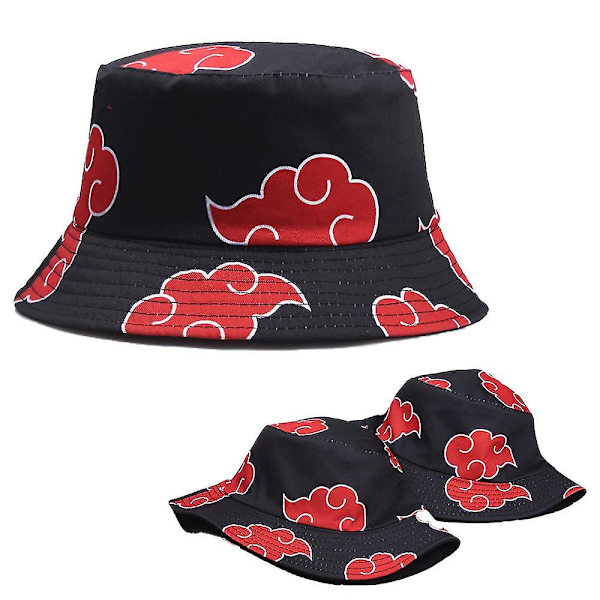 Anime Naruto Akatsuki Red Cloud Bucket Hat Unisex Män Kvinnor Fiskare Fiskare Strand Cap