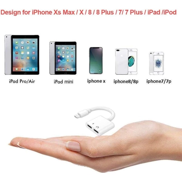 Kuulokeliitäntäsovitin iPhonelle, sovitinjakaja lataus- ja kuulokeliitäntään iPhone 11/XR/XS/X/7/8:lle, ääni ja lataus sekä puhelutoiminnot