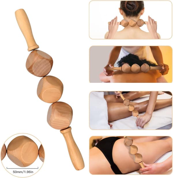 Massagekit – Maderoterapi – Anti-Cellulit – Lymfatisk Dränage – Naturligt Trä (Set 2)