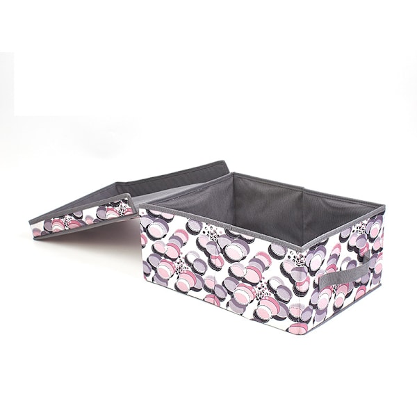 Sammenleggbare oppbevaringsbokser i non-woven stoff med lokk, oppbevaringskasser med bærehåndtak og solid papp, for leker, sko, bøker, klær, barn