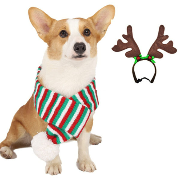Big Dog Scarf Neck Jul Pannband Hundkläder Pet Smycken Ch