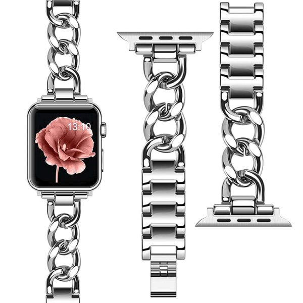 För Apple Enkelrads Denim Chain Watch Band Apple Watch7SE 6 5432 Metalllegering (1 stycke)