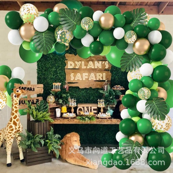 Green Balloon Garland Arch Kit Jungle Safari Party Vild Ballong En födelsedagsfest Inredning Barn Baby Shower Latex Ballong String