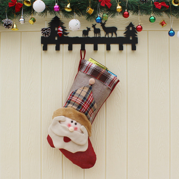Jultomten julstrumpor st 18" 3D plysch söt tomte snögubbe julgranssockor dekoration med hängslingor