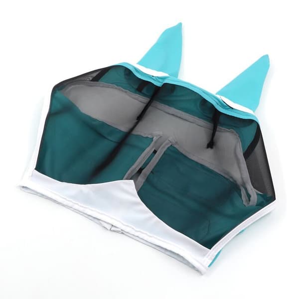 Häst Andningsbar Flugmask med Öron Blå (L)