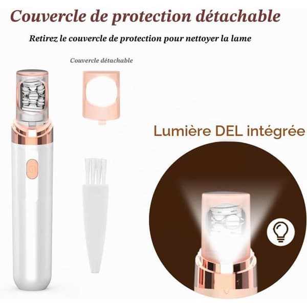 Ansigts-epilator til kvinder, 2-i-1 bærbar elektrisk epilator til kvinder med LED-lys, smertefri og yderst effektiv hårfjerning