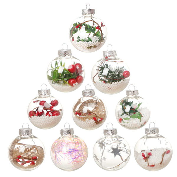 10 st Julgranskulor Genomskinliga Ornament Plast Dekorativa Kulor Set Festtillbehör (6cm)