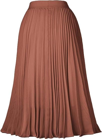 Enkel Slim Fit Silver Silk A-line kjol Elastisk söt midikjol (orange, M)