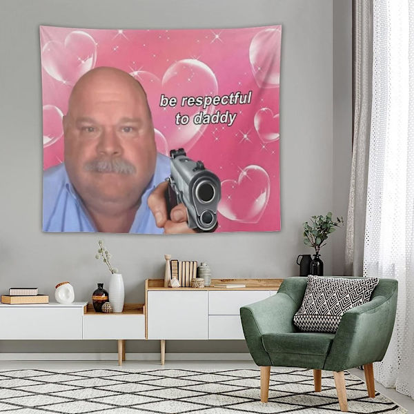 Var respekt för pappa Gobeläng Daddy Winkle Bertram Gobelänger Roliga meme Vägghängande för vardagsrummet Sovrum Heminredning 60x50 tum