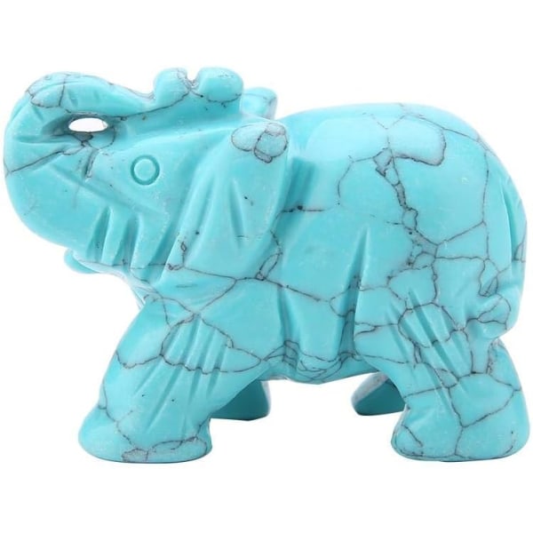 Kristallelefantfigurer, 2 tums naturliga jade snidade elefanter Heminredningsobjekt för bilinredning (turkos)