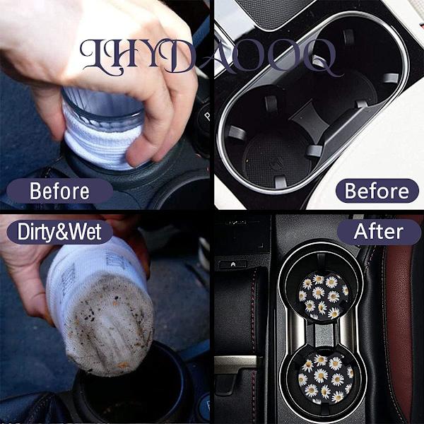Bilunderlägg, Bilunderlägg för mugghållare Set med 2 Chrysanthemum Bilunderlägg, Bilunderlägg för mugghållare 2,75 tum, Bilunderlägg för kvinnor