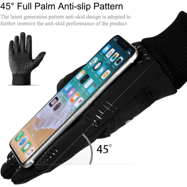 Cyklinghandsker, Vinter Varme Touch Screen Sportshandsker, Løbehandsker, Vandtætte og Skridsikre Ideelle til Cykel Motorcykel Ski Snowboarding，XL