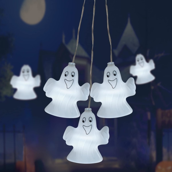 Ghost String Lights, Halloween söt dekoration med 20 LED-spöken