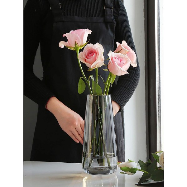 Ins Moderne Iridescent Krystallklar Glassvase for Hjemmekontorinnredning (Krystallgrå)