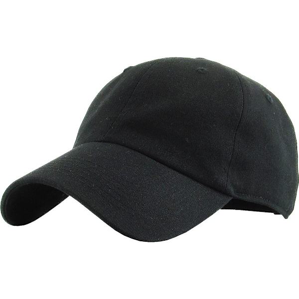Klassisk Lavprofil Bomuldshat Mænd Kvinder Baseball Kasket Far Hat Justerbar Ustruktureret Almindelig Kasket (sort)