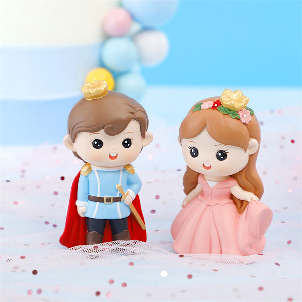 2 Englannin prinsessa ja prinssi -koristeet, lasten syntymäpäiväkakun leivontakoristeet, jälkiruokapöydän koristeet, pöytäkoristeet, 9 cm korkea