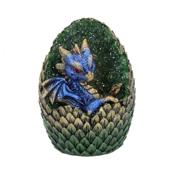 Lava Baby Dragon Egg Resin Skulptur Hemstaty Ornament Dekor (blå)