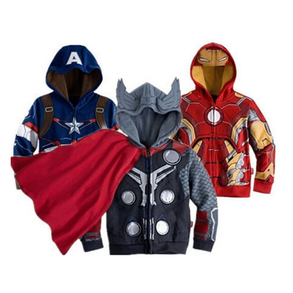 Barn Pojkar Superhjältar Spider-man Hooded Sweatshirt Zip Hooded Jacket Top Thor 110