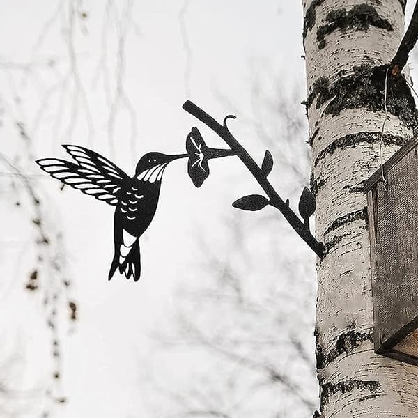 Stål Kolibri - Rustik Havepynt - Metal Fugle - Havepynt (1)