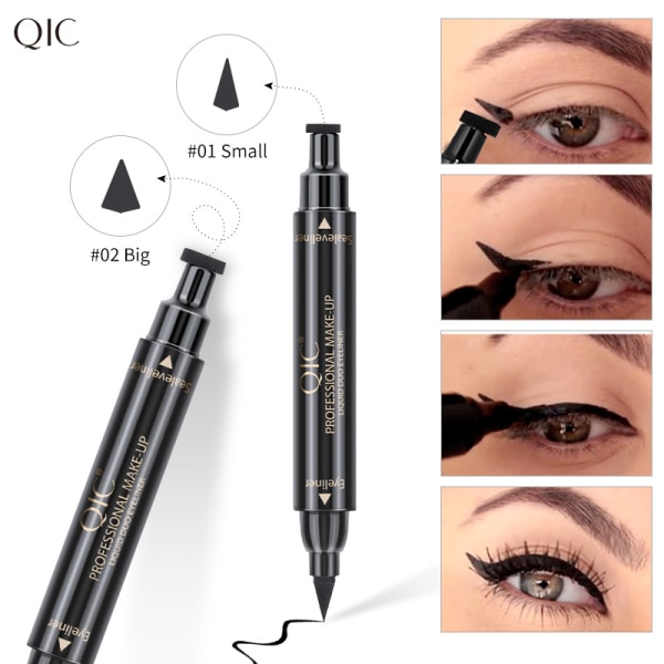 2 stk. Eyeliner Begyndere Sikker Dobbelt Hoved Flydende Eyeliner Vandtæt Anti-Svimmel Øje