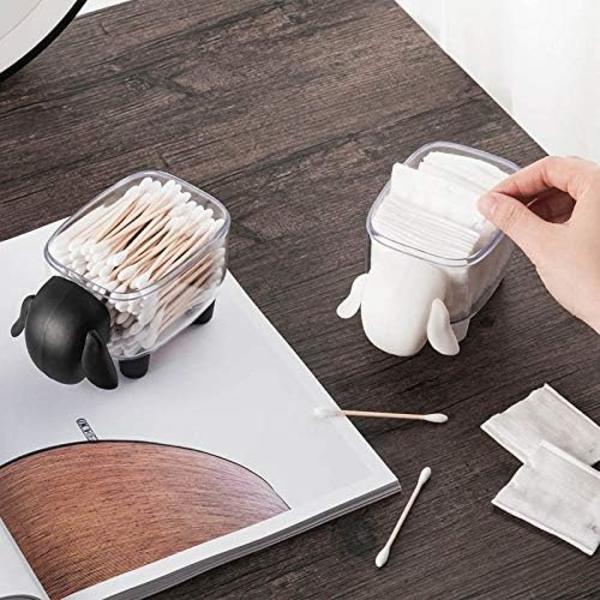 Mouton Case Box Gennemsigtig Makeup Opbevaring til Vatpinde og Bomuld, Tandstikholder Tandstikdispenser Sort
