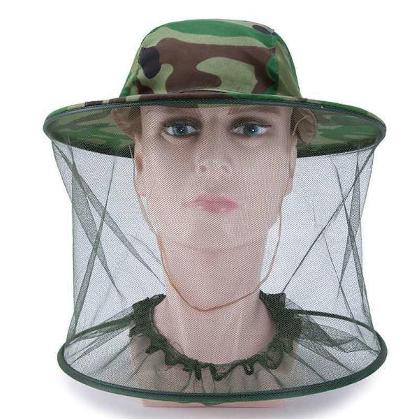 Havebiavlshat med camouflage-net til myggenet udendørs myggehat