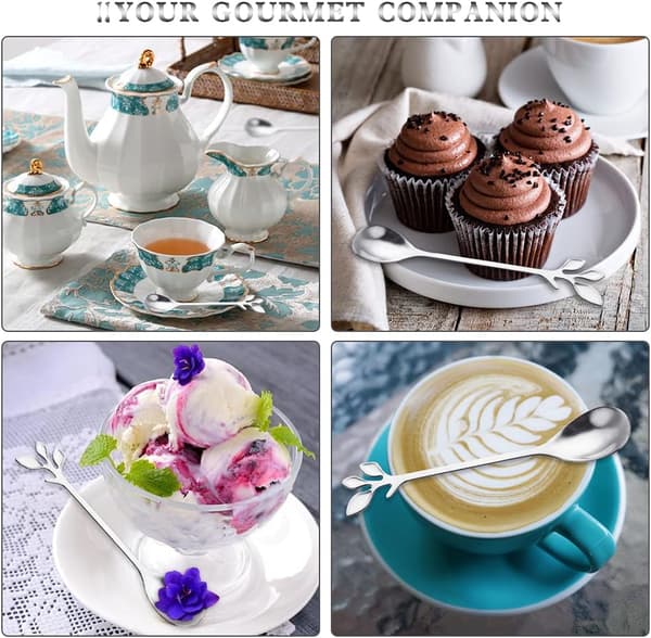 Kaffesked / 12 bitar mini tesked/dessertskedar för kaffe, te, pudding/rostfritt stål/silver