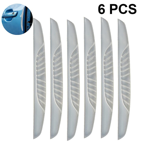 1 set med 6-pack svart anti-kollisionslapp Stötfångarskyddsremsa anti-scratch Stötfångarskydd Trim Universal för bilar Suv pickup (vit)