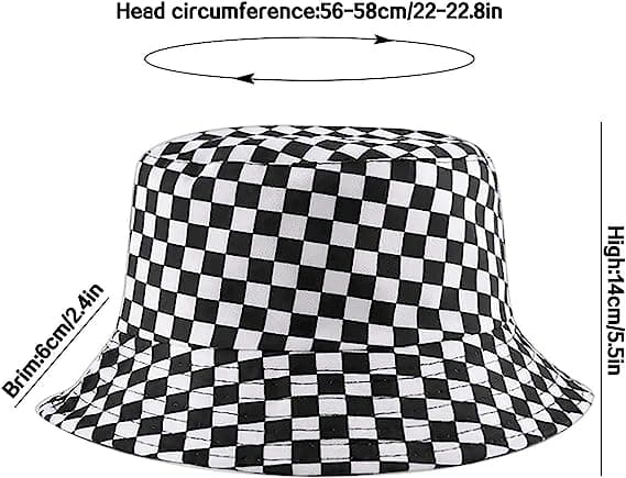Vendbar Hat Bucket Hat Fiske Solhat til Kvinder Piger, Ternet Flag