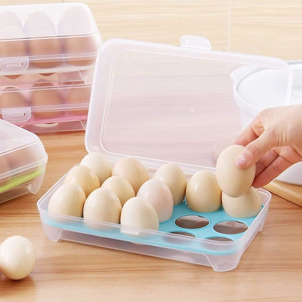 Ägglåda 2 st Rutnät Ägghållare Plast Kylskåp med Lock för Camping Picknick Kök Matförvaring Kan Äggbehållare 30 st