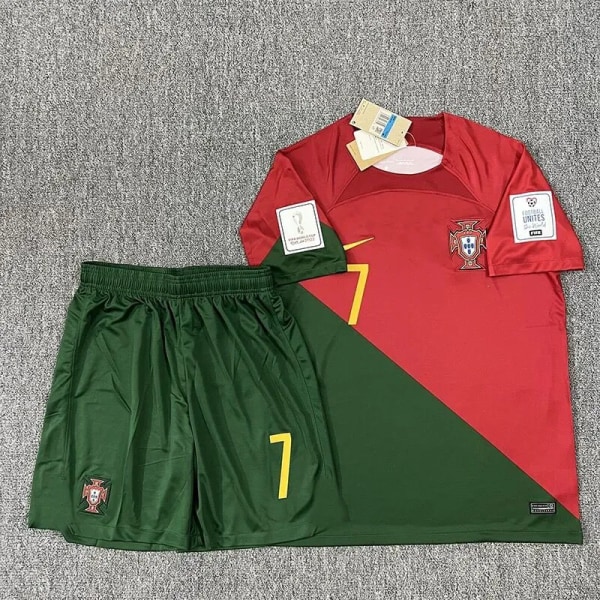 22-23 Portugal Hem #7 Ronaldo Fotbollströja Kostym Barn & Vuxen Originalreproduktion 24（130-140cm）