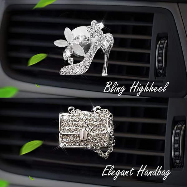 2-pakning Bilventil Klips Charms, Krystall Bil Diffuser Ventil Klips, Rhinestone Olje Diffuser Ventil Klips, Bilfriskere for Kvinner, Blingbiltilbehør