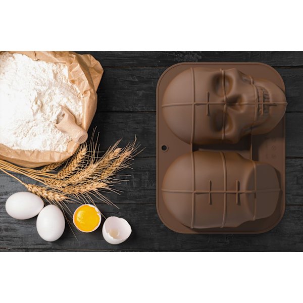 Skull Silikonkaka Form DIY Choklad Halloween Skull Cake Modell (1 förpackning)