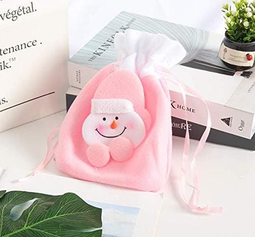 Godisväskor med dragsko Äppelväskor Kakväskor Söta Snögubbe Tomte Älg Julgransprydnader Julklappar Handväskor Hemdekorationer (Rosa Snögubbe)