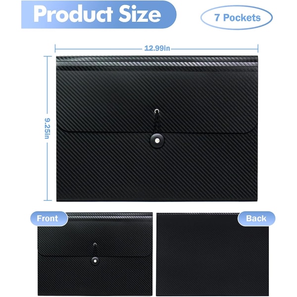 Accordian File Organizer, filmappar, expanderande filmappar, 7 fickor File Organizer Dragspelsfilhållare med elastiska spännen, A4-papper Do